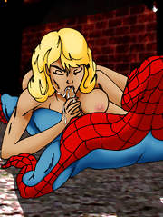 Spiderman gets so hard, he spider fucks Gwen in all kind of positions