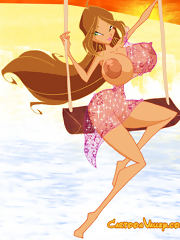 Sexy WINX babies with big titties get naughty on the beach